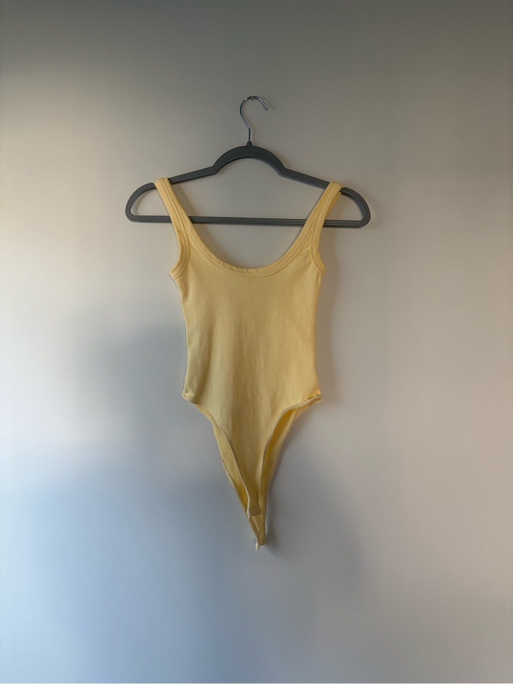 Yellow Ribbed Sleeveless Bodysuit - Size Small